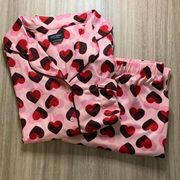 Kate Spade Pink Heart Long Sleeved Pajamas Set Size XL