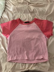 Forever 21 hot bubblegum pink baseball tee