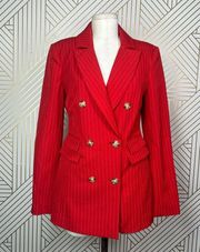 C/MEO Collective Go From Here Double Breasted Red Pinstripe Blazer Size Small