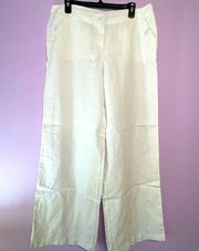 Chico's 100% Linen White Wide Leg Pants Medium Size 10