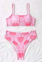 SheIn Pink Tie Dye Bikini Set