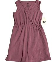 New Faux Wrap Romper: V-Neck Ribbed Mauve Sleeveless SO Romper, Size XS, NWT