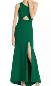 AQUA One Shoulder Cutout Crepe Gown