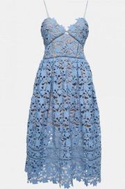 Self Portrait Azaela Lace Midi Dress Blue Size 2