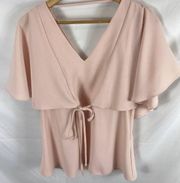 River Island Ruffle V Neck Pink Blouse Size 6