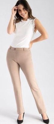 Betabrand Straight-Leg Classic Dress Yoga Pants in Khaki Twill Size Small Petite