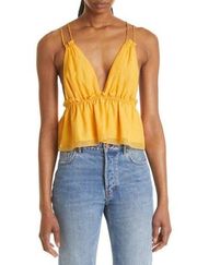 Cami NYC Marlene Peplum Silk Yellow Orange Camisole Top Size XL