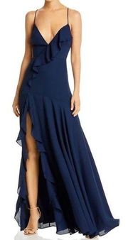 Fame And Partners Callais Ruffle Slit Formal Dress