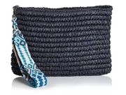 Fallon & Royce Dylan Navy Straw Clutch