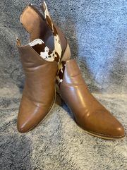 Taupe Bootie With Cowhide