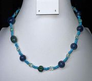 Vintage Bohemian Blue Glass and Seed Bead Necklace