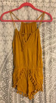 Forever 21 Yellow Romper Tassles Sz S