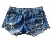 Womens Rag & Bone Jean Shorts Size 24 Distressed Raw Cut Logo Denim