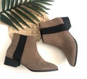 faux leather/faux suede ankle boots / booties —available in black / taupe