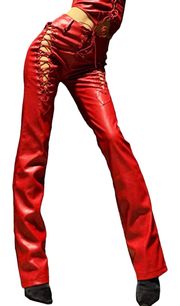 Red Leather Pants With Ties