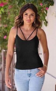 Boston Proper Strappy Cami Size  XS Black Sleeveless Solid Basic Tank