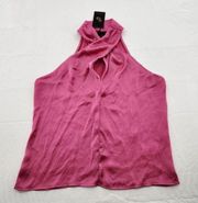 Sincerely Jules Womens Size Small Pink Satin Sleeveless Halter Neck Blouse