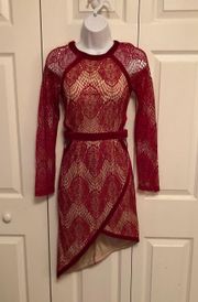 Red Lace Aysmmetric Dress