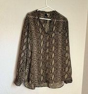 Kut from the Kut sheer snakeskin button up shirt Sz XL