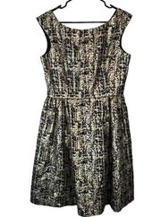 Eliza J Black & Beige Metallic Sleeveless Textured Sheath Dress Women Sz 10