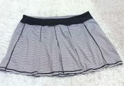 Kyodan  Striped Pleated Athletic Skort Skirt Black White Large