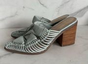 CROWN & IVY Blue Woven Mule Heels Size 7.5