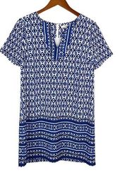 Under Skies Shift Dress Geometric Blue Pattern M