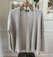 Wooden Ships Beige Ribbed Mohair Wool Open Front Cardigan Sweater XS S