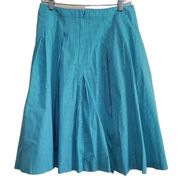 Talbots Women's Blue and White Polka Dot Pleated Midi Skirt Sz 10