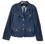 Fashion Bug Denim Jean Jacket Womens 12 Cotton Casual Button Pockets Long Sleeve