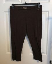 MICHAEL Michael Kors Leggings Brown Capri Length Leggings with Rhinestone Logo L