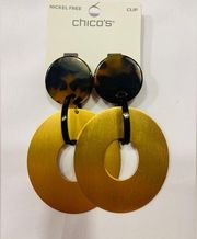 NWT Chico’s Gold Tone & Tort Clip-On Earrings