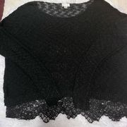 Decree Black Knit Sweater with Lace Trim size small