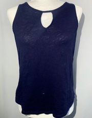 New York & Company Soho Jeans Navy Tank Top with Keyhole Accent, Small