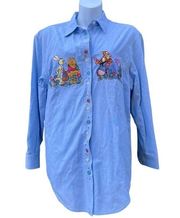 Vintage Winnie the Pooh Chambray long sleeve button down shirt