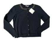 NWT Womens 89th & Madison Black Gold Studded Cardigan Sweater - Sz M