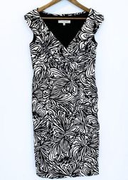 Evan Picone Abstract Sheath Midi Dress Black & White size 4 EUC