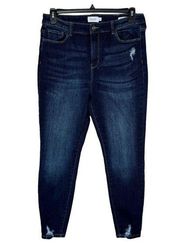 True Craft Juniors SZ 15 Skinny Jeans Distressed High-Rise Whiskered Dark Wash