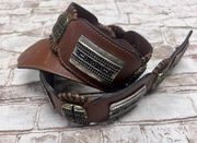 Chico's Boho Western Medallion Leather Hippie/Cowgirl  Belt M/Large Adjustable