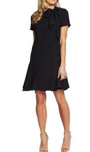 CeCe Dress Bow Neck Short Sleeve Career Work Dress Black Size 6 NWT