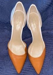 Belle D’Orsay heels, camel Ginger, cream and camel, pumps size 8