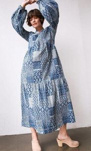 Matta Jade Patchwork Dress - Natural Indigo Size Medium