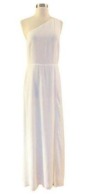 REFORMATION Evelyn Dress Maxi Gown Ivory Chiffon One Shoulder Asymmetrical 8 NWT