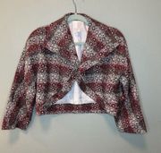 Carolina Herrera Blazer 3/4 Sleeve Wool Tweed Red Cropped Jacket OOAK Women’s 8