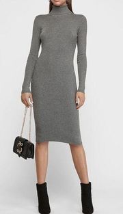 Express Midi Long Sleeve Turtleneck Ribbed Sweater Dress Size XS