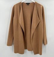 Saks Fifth Avenue Brown Waterfall Cardigan Open Front Sweater Women's Size Small