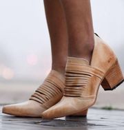 Bed Stu Trough leather booties Sand Rustic stacked heel size 8