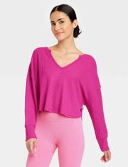 Joy Lab Pink Waffle Knit Long Sleeve