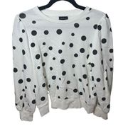 Who What Wear White Polka Dot Long Balloon Sleeve Sweater Size Medium