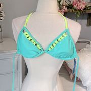 Bikini Swimsuit Top Mint Aquamarine Womens Medium